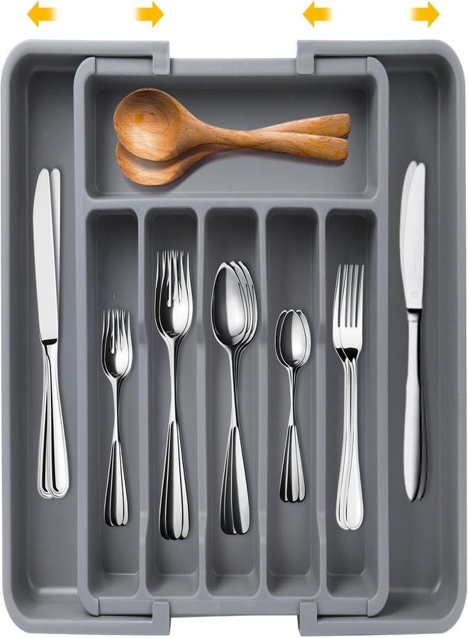 DecoLogy Expandable cutlery organizer/kitchen drawer cutlery tray/kitchen drawer/Adjustable Multipurpose Storage/Spoons Forks Knives/drawers accessories kitchen,Large ((Greay)) - Image 1
